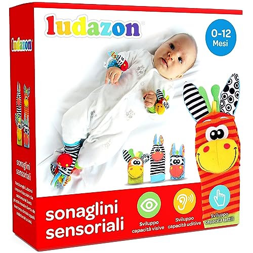 LUDAZON® Sonaglini Sensoriali per lo sviluppo delle capacità intellettive, Giochi Neonato Montessori,...