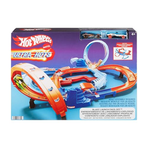 Hot Wheels Ultra Hots - Sfida Turbo Lanci, playset pista con 2 lanciatori azionabili, loop, incroci e...