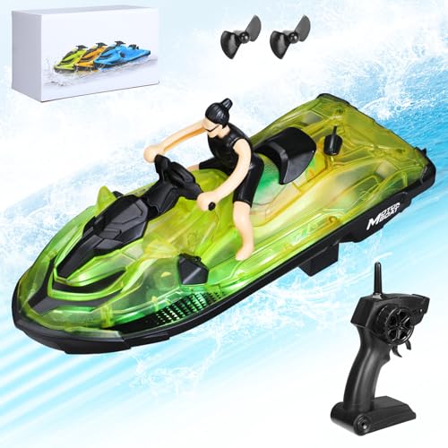 Achort Barca telecomandata, barca radiocomandata con luce LED, 2,4 GHz Speedboat RC Barche da corsa con 3...