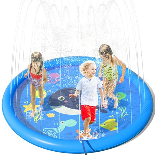 Peradix Tappetino Gioco d'Acqua per Bambini, (67 '' / 170 cm) Giocattoli Splash Play Mat all'Aperto...