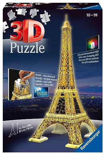 Ravensburger - Puzzle 3D, Torre Eiffel in Edizione Speciale Notte con LED, Età Consigliata 10+, 226...