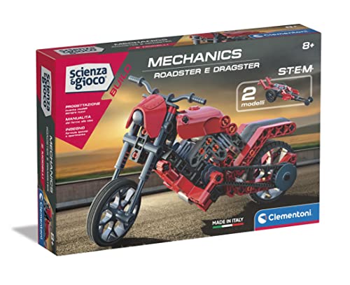 Clementoni Scienza e Gioco Build - Roadster e Dragster, Set di Costruzioni Bambini di 8+ Anni, Modellini...