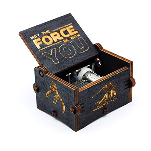 Carillon di legno nero di Star Wars, scatole musicali in legno intagliate a mano