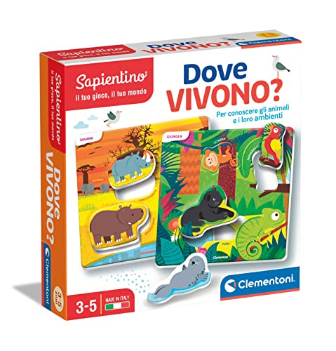 Clementoni Sapientino - Dove Vivono?, Gioco Educativo Animali e Ambienti per Bambini 3-5 Anni, Flashcards...