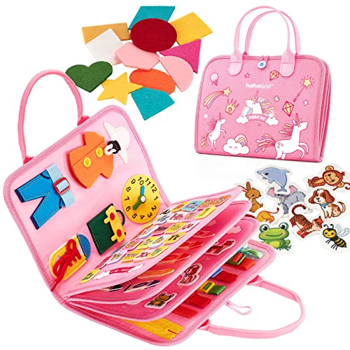 hahaland Busy Board Giochi Montessori 2 3 4 Anni, Gioco Educativo per Unicorno Bambina Regalo, Pannello...