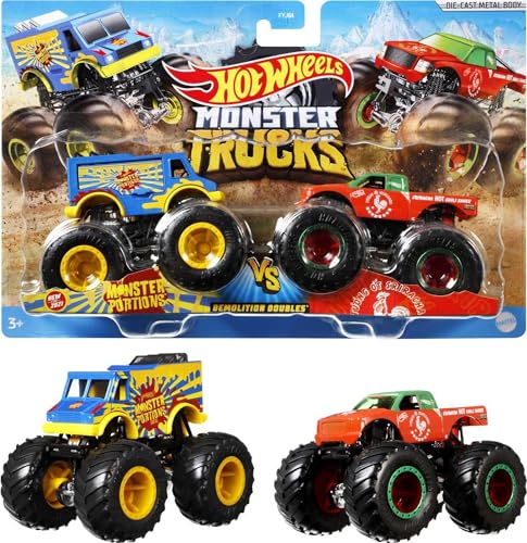 Mattel Hot Wheels FYJ64 - Modellino di Monster Truck Duos, Modelli assortiti, 1 pezzo, FYJ64