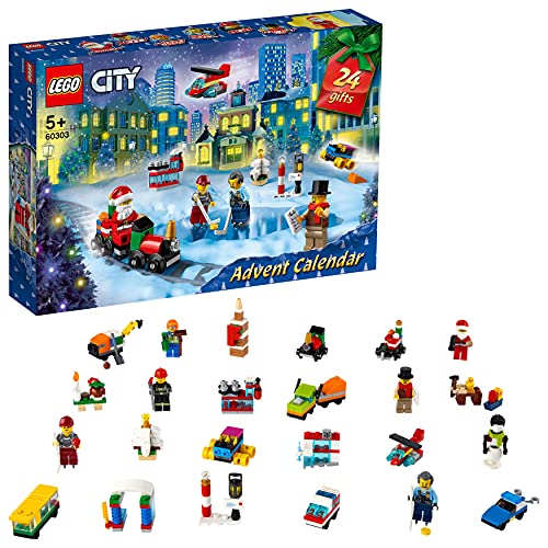 LEGO City Calendario dell'Avvento 2021, Giocattoli Natalizi per Bambini dai 5 Annicon Tappetino e 6...