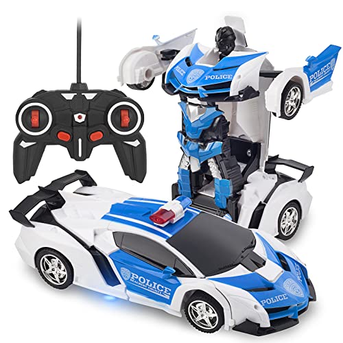 TWODNBD Auto telecomandata, Trasforma Robot Rc Ricaricabile Rotazione a 360° Stunt 1:18 Deformazione...