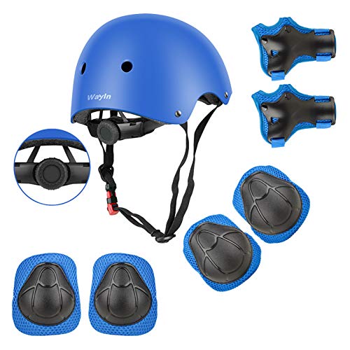 Wayin Casco Bici Protezioni Set per Bambini Regolabile Gomitiere Polso Ginocchiere per Skateboard Pattini...