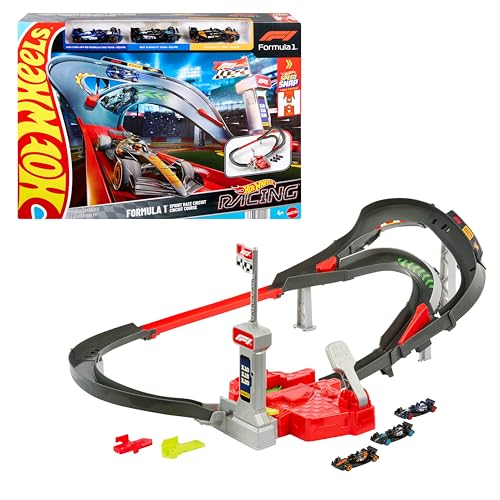 Hot Wheels Racing - Circuito Sprint Formula 1, set pista a due modalità di gioco e con 3 veicoli F1...