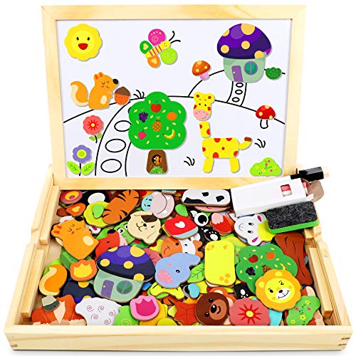 Jojoin 110 PCS Puzzle Magnetico Legno - Lavagna Animali Giocattolo per Bambini - Giochi Montessori -...