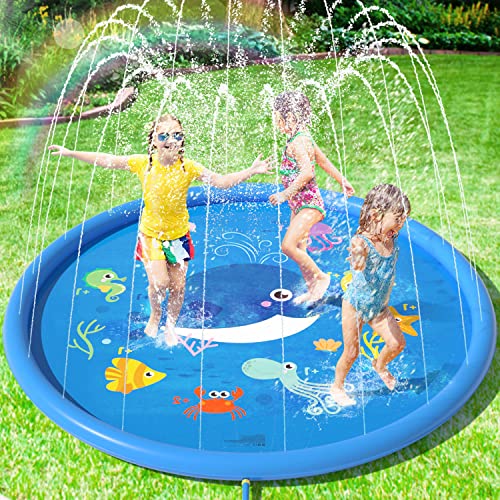 Peradix Tappetino Gioco d'Acqua per Bambini, (67 '' / 170 cm) Giocattoli Splash Play Mat all'Aperto...