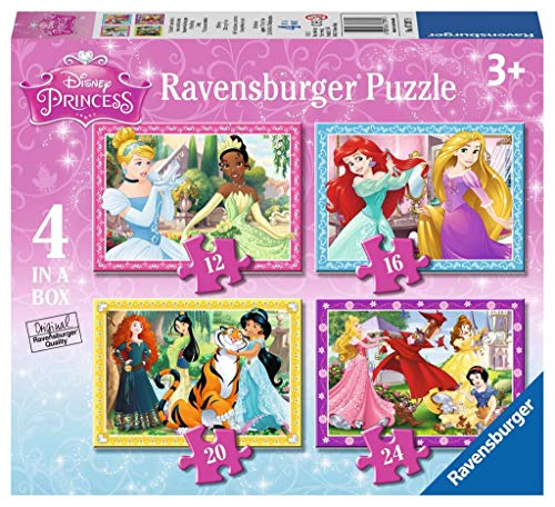 Ravensburger - Puzzle Princesse Disney, Collezione 4 in a Box, 4 puzzle da 12-16-20-24 Pezzi, Età...