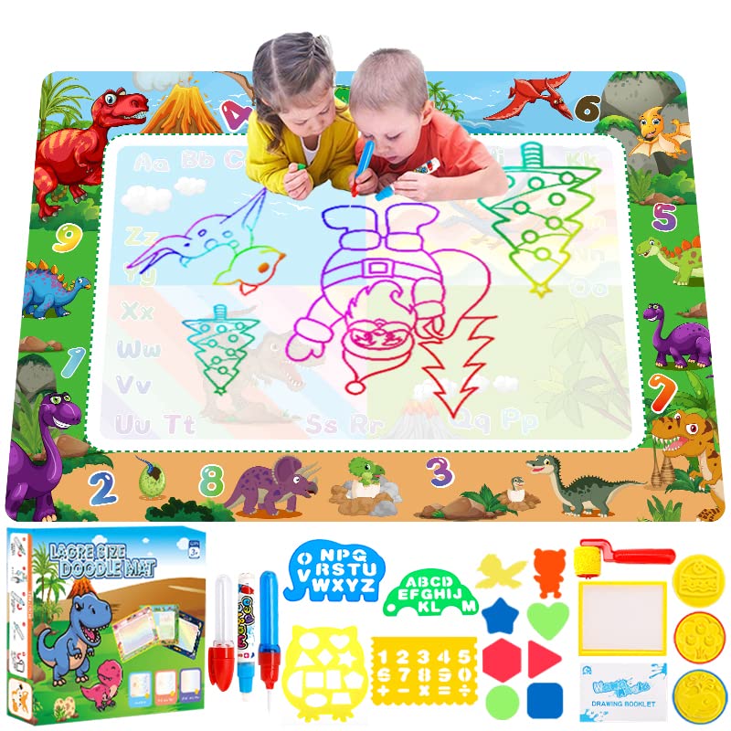 Purpledi Tappeto Magico Bambini - Aqua Doodle, Tappetino Disegno 120 * 90cm，7 colori con 3 Penne e...